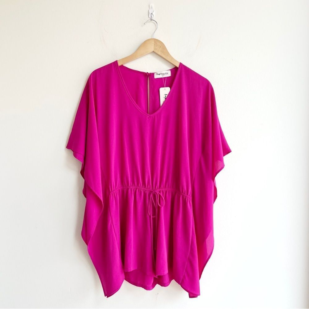 Impressions Hot Pink Flowy Romper NEW